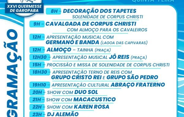 Programação XXVI Queremesse Garopaba 04.06