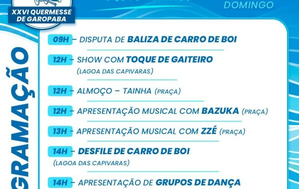 Programação XXVI Queremesse Garopaba 07.06